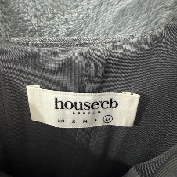 House of CB Cheri French Grey Fitted Mini Dress - Lace Up Back Fit Flare  L+ - Picture 6 of 16